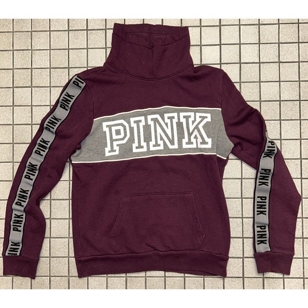 Pink Sweatshirt sweater Long Sleeve Maroon Small S SM Victoria Secret